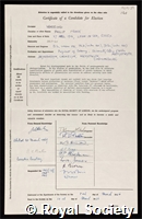 Wareing, Philip Frank: certificate of election to the Royal Society