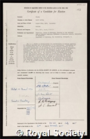 Clarke, Cyril Astley: certificate of election to the Royal Society