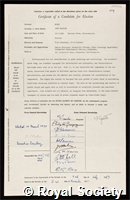 Hirst, John Malcolm: certificate of election to the Royal Society