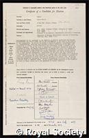 Ingram, Vernon Martin: certificate of election to the Royal Society