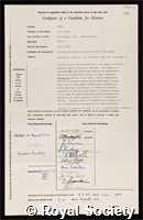 Jinks, John Leonard: certificate of election to the Royal Society