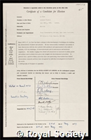 Cour, Leonard Francis La: certificate of election to the Royal Society