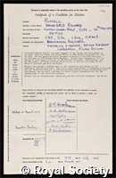 Russell, Archibald Edward: certificate of election to the Royal Society