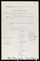 Wigner, Eugene Paul: certificate of election to the Royal Society