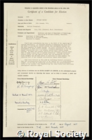 Copp, Douglas Harold: certificate of election to the Royal Society
