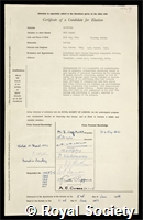 Mansfiled, Eric Harold: certificate of election to the Royal Society