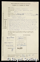 Rees, Florence Gwendolen: certificate of election to the Royal Society