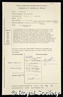 Whittington, Harry Blackmore: certificate of election to the Royal Society