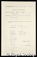 Kuffler, Stephen W: certificate of election to the Royal Society