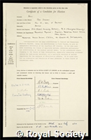 Bell, John Stewart: certificate of election to the Royal Society