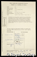 Bond, George: certificate of election to the Royal Society