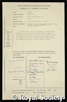 Cosslett, Vernon Ellis: certificate of election to the Royal Society