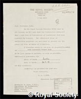 Gray, John Archibald Browne: certificate of election to the Royal Society