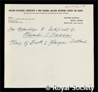 Haddow, Alexander John: certificate of election to the Royal Society