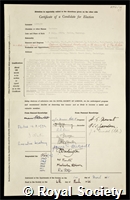 Lehmann, Hermann: certificate of election to the Royal Society