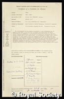 Ursell, Fritz Joseph: certificate of election to the Royal Society