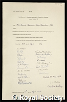 Rosenheim, Max Leonard: certificate of election to the Royal Society