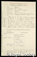 Bolton, John Gatenby: certificate of election to the Royal Society