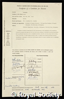 Crombie, Leslie: certificate of election to the Royal Society