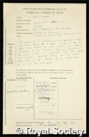 Harish-Chandra: certificate of election to the Royal Society