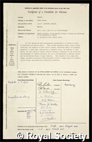 Hopkins, Harold Horace: certificate of election to the Royal Society
