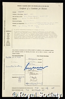 Pereira, Helio Gelli: certificate of election to the Royal Society