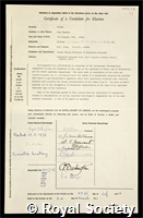Polani, Paul Emanuel: certificate of election to the Royal Society