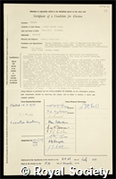 Rowson, Lionel Edward Aston: certificate of election to the Royal Society