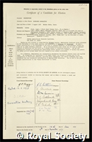 Swaminathan, Monkombu Sambasivan: certificate of election to the Royal Society
