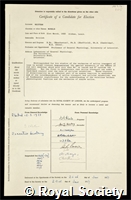 Whittam, Ronald: certificate of election to the Royal Society