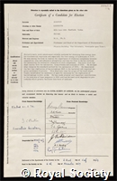 Burton, Kenneth: certificate of election to the Royal Society
