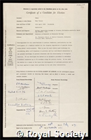 Edman, Pehr Victor: certificate of election to the Royal Society
