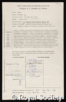 Halpern, Jack: certificate of election to the Royal Society