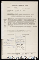 Hawking, Stephen: certificate of election to the Royal Society