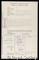 Heine, Volker: certificate of election to the Royal Society
