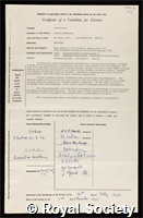 Lovelock, James Ephraim: certificate of election to the Royal Society