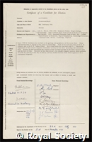 Matthews, Drummond Hoyle: certificate of election to the Royal Society