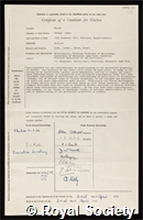 Petch, Norman James: certificate of election to the Royal Society