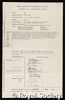Rees, Charles Wayne: certificate of election to the Royal Society