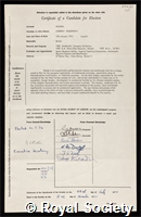 Woods, Stephen Esslemont: certificate of election to the Royal Society