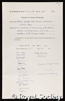 Hitchings, George Herbert: certificate of election to the Royal Society