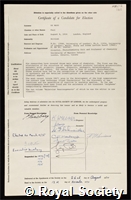 Mayo, Paul De: certificate of election to the Royal Society