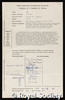 Dodd, James Munro: certificate of election to the Royal Society