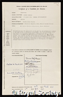 Hounsfield, Godfrey Newbold: certificate of election to the Royal Society