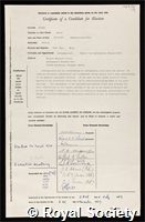 Wilson, Robert: certificate of election to the Royal Society