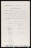 Lynen, Feodor: certificate of election to the Royal Society