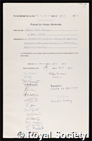 Onsager, Lars: certificate of election to the Royal Society