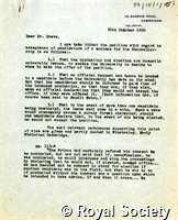 Letter to Dr Grave from Thomas Gold