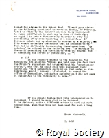 Letter to Dr Grave from Thomas Gold