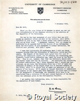 Letter from W W Grave to Thomas Gold